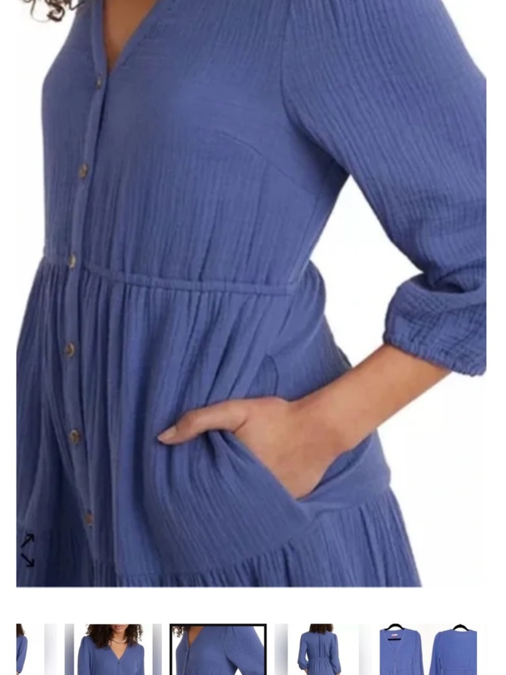 Marine Layer Periwinkle Button-Front Tiered Midi Dress - Picture 6 of 12